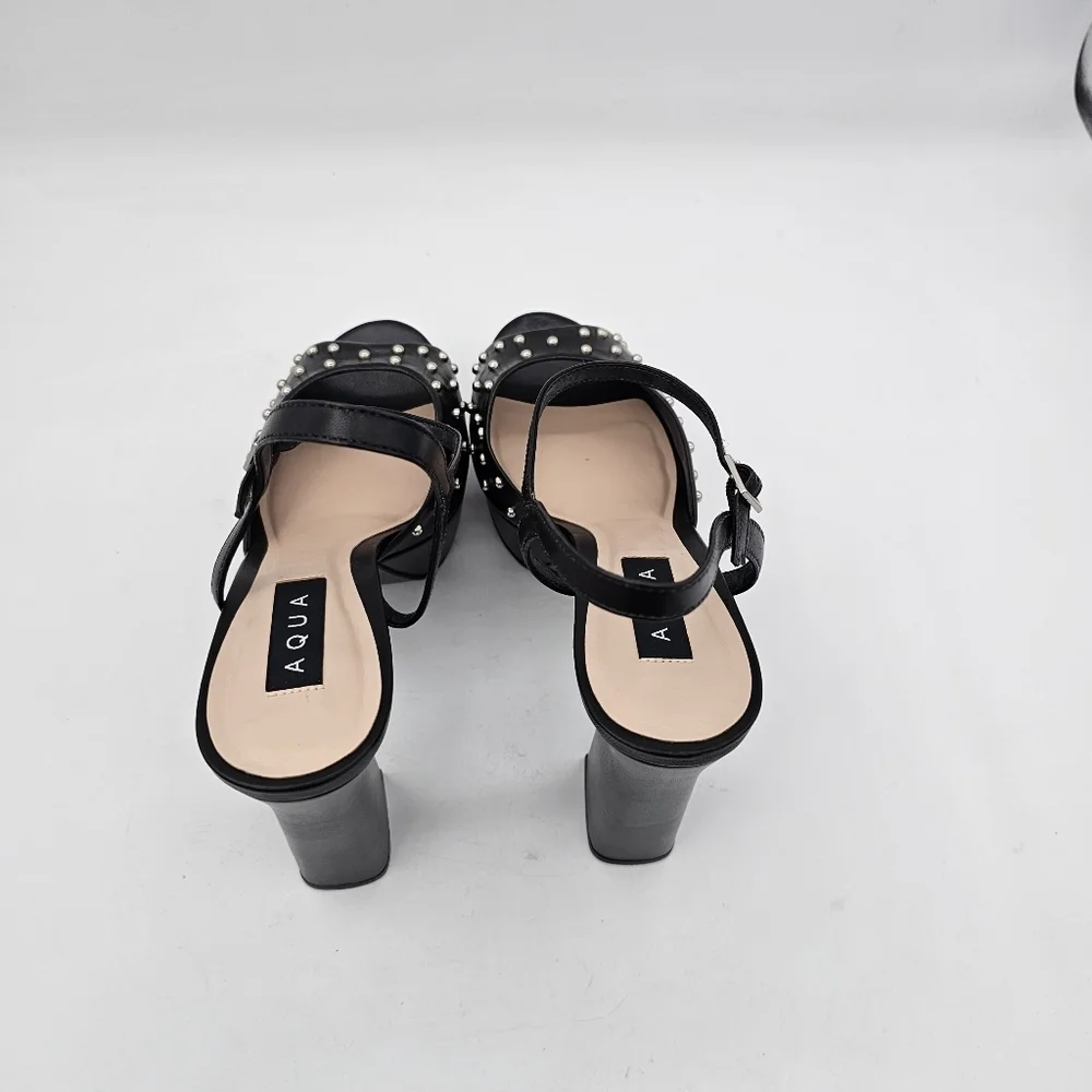 Aqua Women's Cullen High Heel Platform Sandals Studded Peep Toe Black Size 10